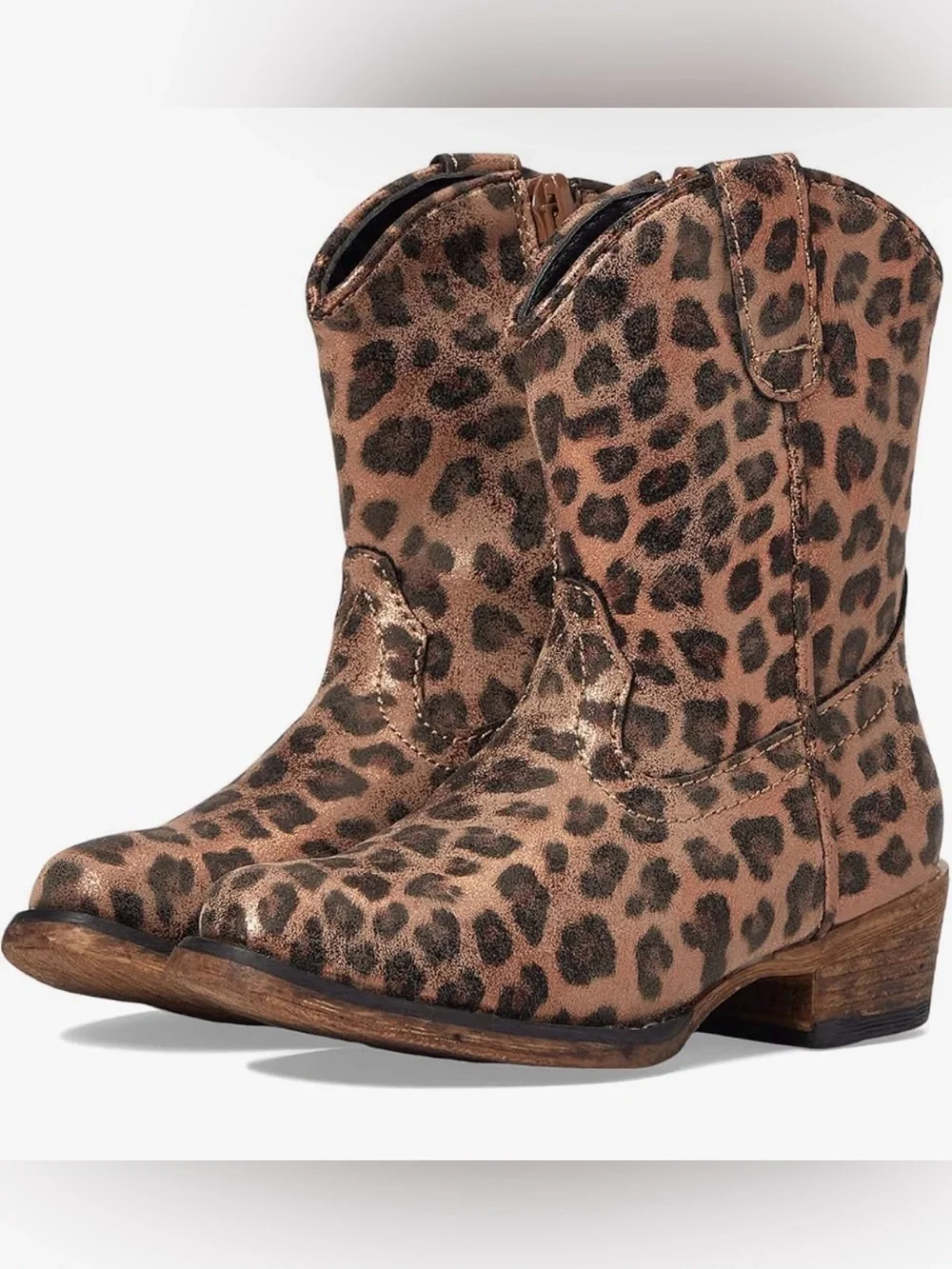 Roper Kids Leopard-Print Western Boots - Metallic Brown Girls size 7